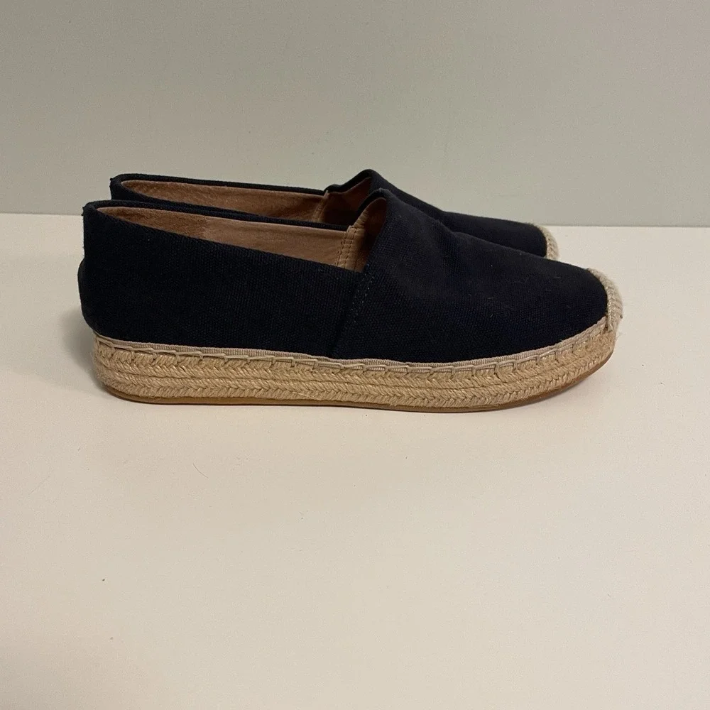 J Jill Espadrilles Size 7.5 Navy‎ Canvas Leather Lined Slip On